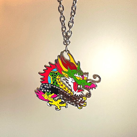 ED HARDY by Christian Audigier / VINTAGE Necklace / Dragon Necklace - Picture 4 of 7